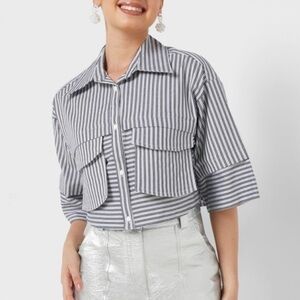 NOCTURNE Striped Crop Shirt